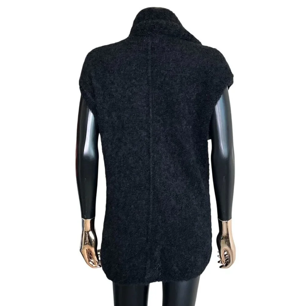 Holistia Alpaca Blend Zip Vest Black Shawl Collar Large